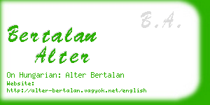 bertalan alter business card